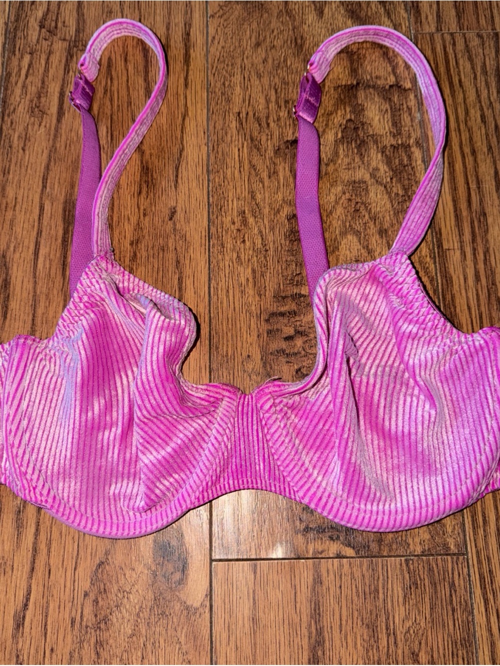 Vintage Warners Body Beware Shimmery Pink Festival Velvet Underwire Bra 36B Swim